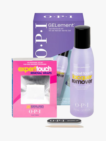 OPI GELement Removal Kit in branded components on a light gray background